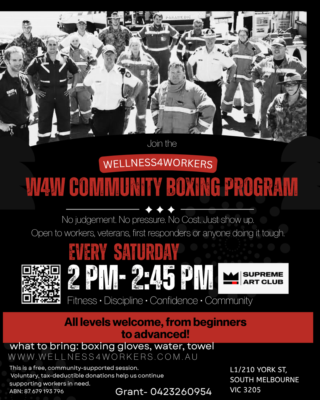W4W Community Boxing Program flyer